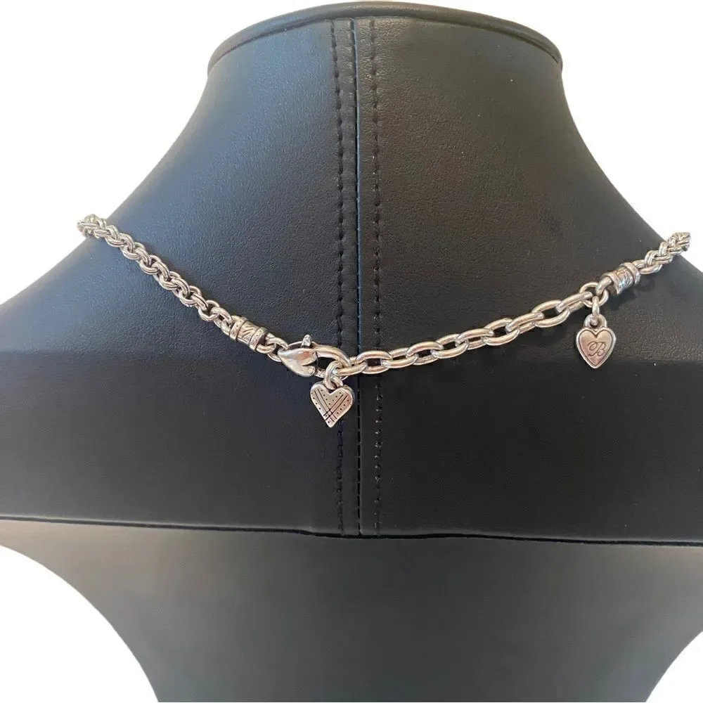Brighton Silver Toned Bar Charm Necklace. 6 Double Sided Charms in all.